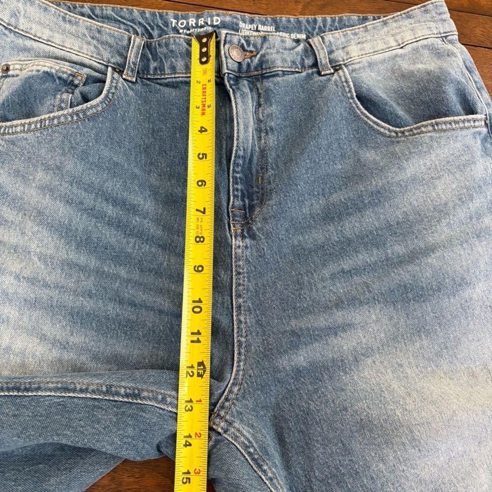 Torrid Barrel High Rise Drapey Denim Ranch Water Casual Straight Leg Jeans 12R - Picture 7 of 10